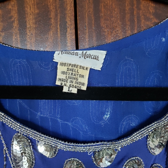 Vintage Neiman Marcus silk sequin beaded blouse - Picture 2 of 13